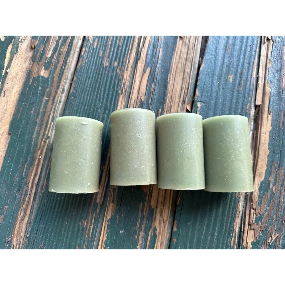 Pier 1 Imports Clove Scented Pillar‎ Candles Sage Green Set of 4 2x3 Inch USA